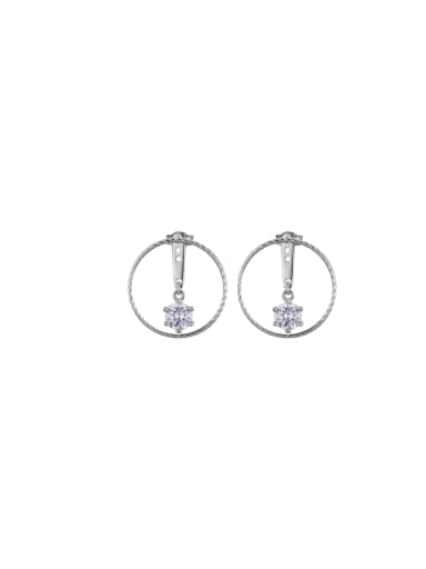 White gold color 925 Sterling Silver Cubic Zirconia Geometric Dainty Stud Earring