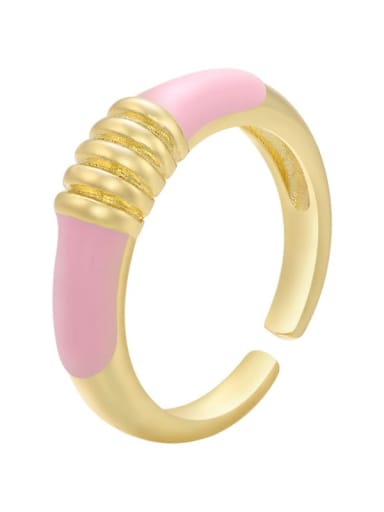 Pink Brass Enamel Geometric Trend Band Ring