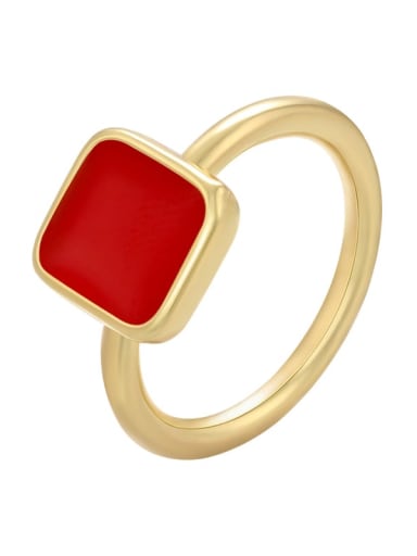 red Brass Enamel Geometric Minimalist Band Ring