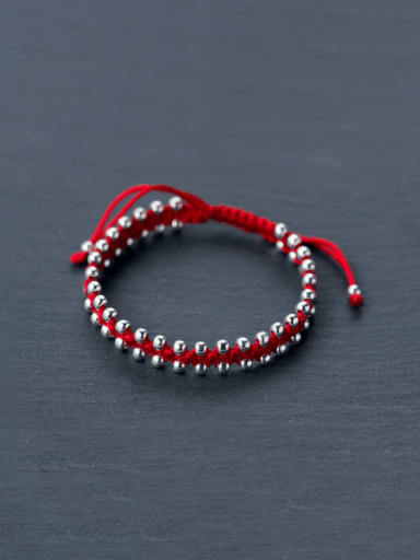 Red rope bracelet 925 Sterling Silver Bead Minimalist Adjustable Bracelet