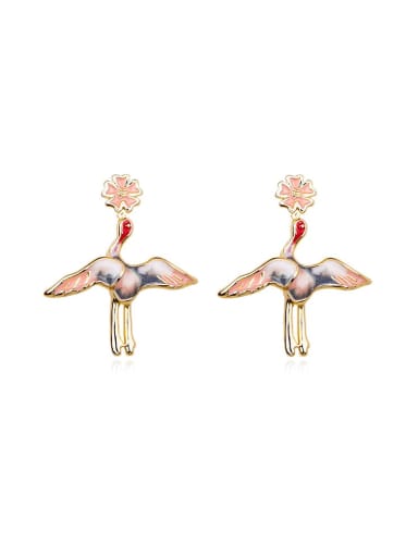 Pink e68777 Alloy Enamel Bird Bohemia Stud Earring