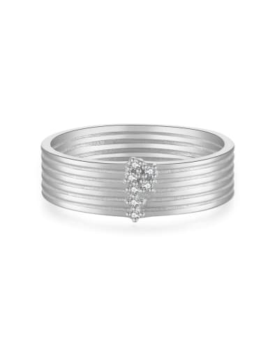 platinum 925 Sterling Silver Cubic Zirconia Geometric Trend Band Ring