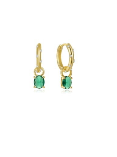 Golden+ Green 925 Sterling Silver Cubic Zirconia Geometric Minimalist Huggie Earring