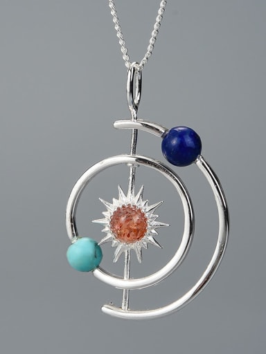 silver 925 Sterling Silver Explore the natural stones of the solar system Artisan Pendant