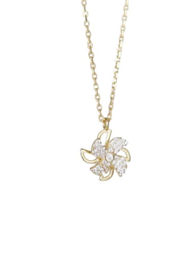 925 Sterling Silver Rhinestone Flower Dainty Necklace