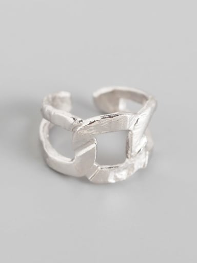Platinum 925 Sterling Silver Hollow Geometric Artisan Band Ring