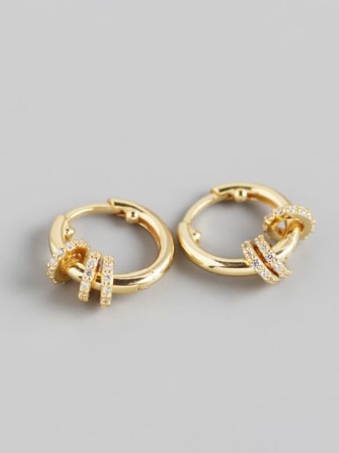 2#Gold 925 Sterling Silver Rhinestone White Geometric Luxury Huggie Earring