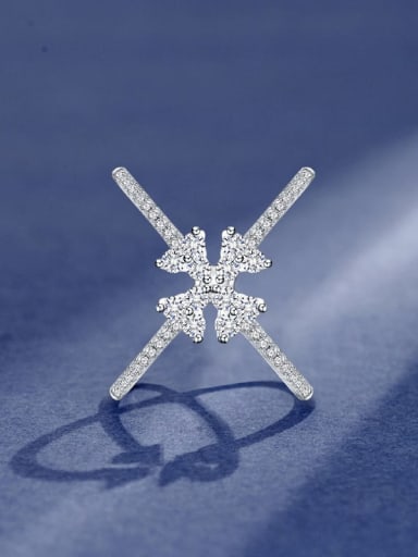925 Sterling Silver High Carbon Diamond Cross Minimalist Band Ring