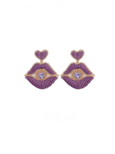 E69060 purple Alloy MGB beads Mouth Bohemia Drop Earring