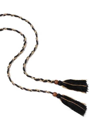 Bead Cotton Rope Cotton Tassel Artisan Long Belt/ Headband /Strand Necklace