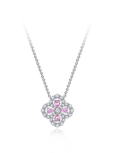 925 Sterling Silver High Carbon Diamond Clover Luxury Necklace