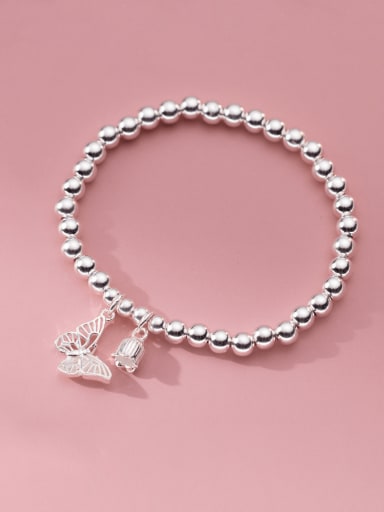 925 Sterling Silver Butterfly Minimalist Handmade Beaded Bracelet