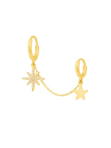 golden 925 Sterling Silver Pentagram Minimalist Huggie Earring