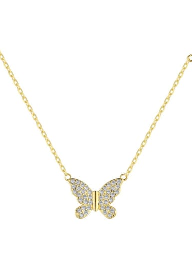 Golden DY190469 S G WH 925 Sterling Silver Cubic Zirconia Butterfly Dainty Necklace