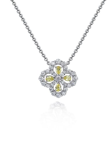 925 Sterling Silver High Carbon Diamond Flower Dainty Necklace