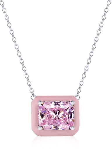 Platinum pink DY190131 925 Sterling Silver Cubic Zirconia Geometric Minimalist Necklace