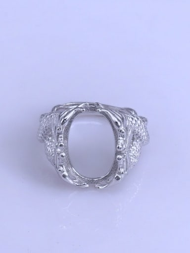925 Sterling Silver 18K White Gold Plated Geometric Ring Setting Stone size: 13*18mm