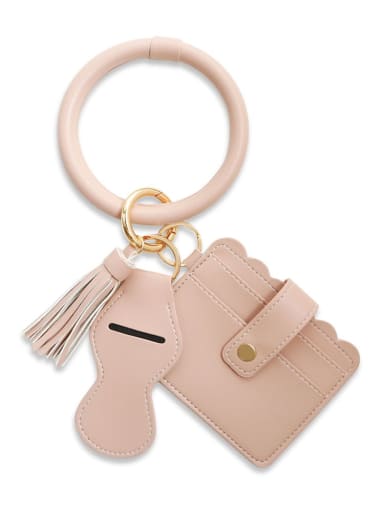 K68216 Alloy Leather Leopard Card package Hand Ring Key Chain