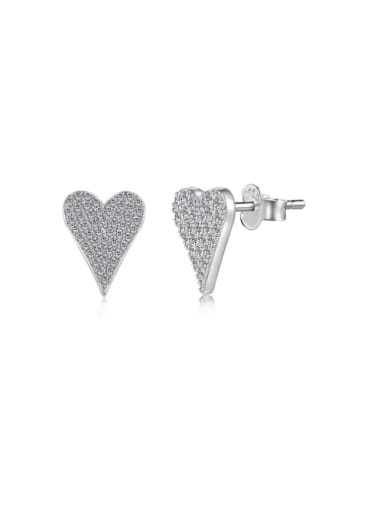 DY1D0322 S W WH 925 Sterling Silver Cubic Zirconia Minimalist Heart  Earring and Necklace Set