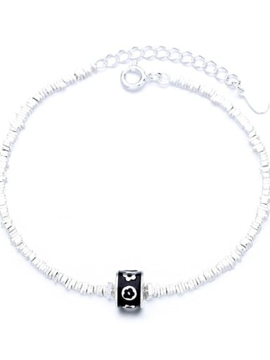 199S6.9g 925 Sterling Silver Enamel Flower Dainty Bracelet