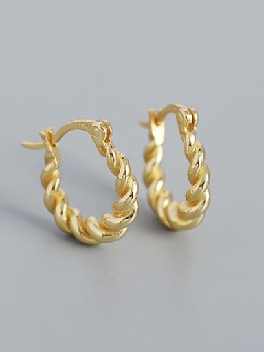 Golden color 925 Sterling Silver Geometric Vintage Hoop Earring