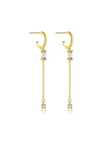 18k gold [white stone] 925 Sterling Silver Cubic Zirconia Geometric Trend Threader Earring