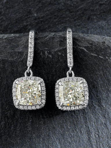 White G [e 2052] 925 Sterling Silver High Carbon Diamond Geometric Luxury Drop Earring