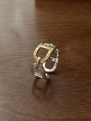 925 Sterling Silver Hollow Geometric Vintage Band Ring