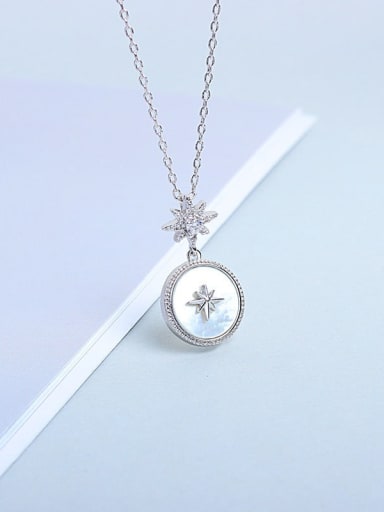 Platinum 925 Sterling Silver Shell Star Minimalist Necklace