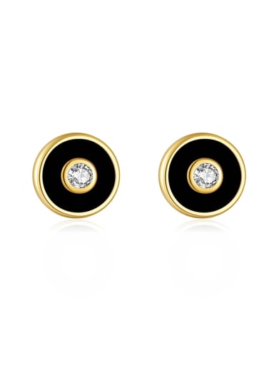 Black dropper glue 925 Sterling Silver Cubic Zirconia Enamel Evil Eye Trend Stud Earring