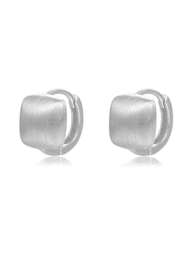 E3551 Platinum 925 Sterling Silver Geometric Minimalist Huggie Earring