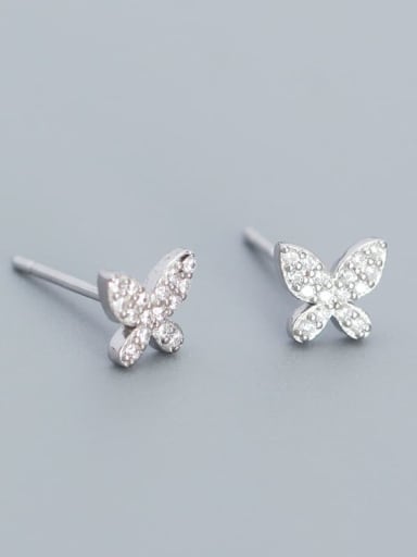 925 Sterling Silver Cubic Zirconia Butterfly Minimalist Stud Earring
