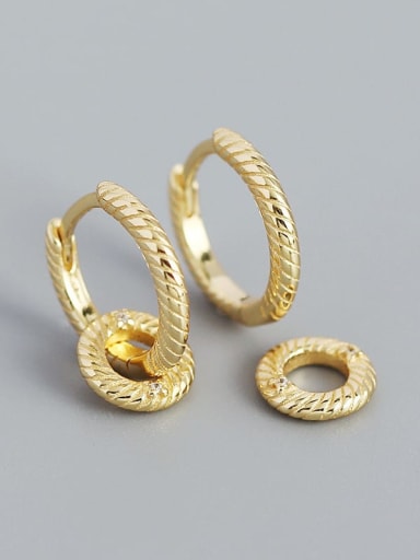 Golden 925 Sterling Silver Geometric Minimalist Huggie Earring