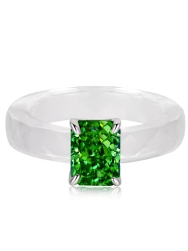 Green DY120559 Crystal Multi Color Cubic Zirconia Geometric Minimalist Band Ring