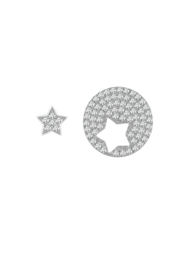 925 Sterling Silver Cubic Zirconia Asymmetrical Pentagram Dainty Stud Earring
