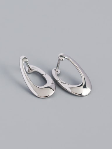 Platinum 925 Sterling Silver Irregular Minimalist Huggie Earring