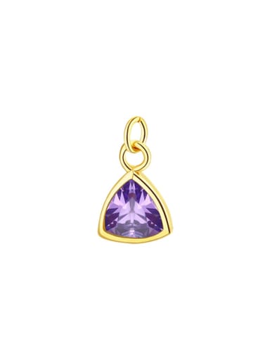 A3415 Purple Red Single Pendant 925 Sterling Silver Cubic Zirconia Minimalist Triangle  Pendant