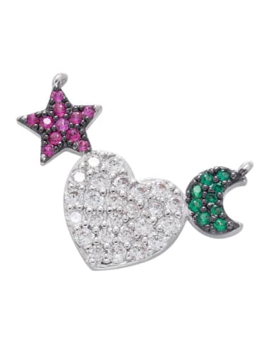 Micro Inlaid Peach Heart Pentagram Color Pendant Crown Necklace Connector