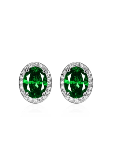 Green Diamond 925 Sterling Silver Emerald Geometric Luxury Cluster Earring