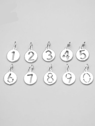 925 Sterling Silver Number Round Charm Diameter : 1.3 mm
