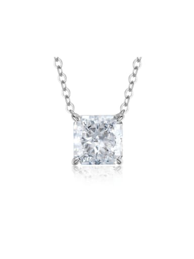 925 Sterling Silver High Carbon Diamond Square Dainty Necklace