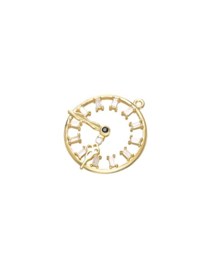 Brass Microset Zircon Clock Pendant