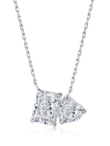 white DY190372 925 Sterling Silver Cubic Zirconia Geometric Luxury Necklace