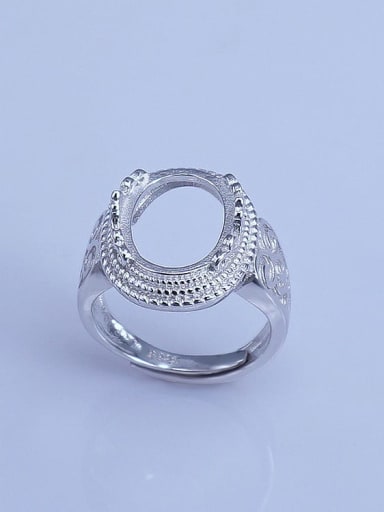 925 Sterling Silver 18K White Gold Plated Geometric Ring Setting Stone size: 11*15mm