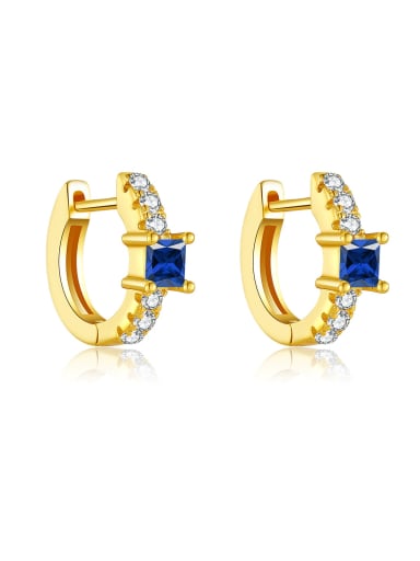 18k gold [royal blue] 925 Sterling Silver Cubic Zirconia Geometric Dainty Stud Earring