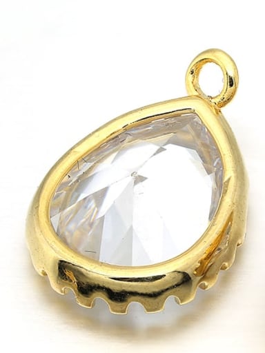 golden Brass Microset Large White Diamond Necklace Pendant