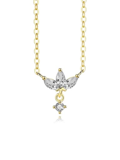 A2627 gold white zirconium 925 Sterling Silver Cubic Zirconia Water Drop Minimalist Necklace
