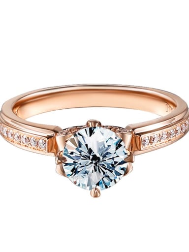 1 Carat (White Mosan Diamond) Rose Gold 925 Sterling Silver Moissanite Flower Dainty Band Ring