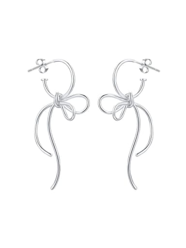 925 Sterling Silver Simple design handmade bow Artisan Stud Earring
