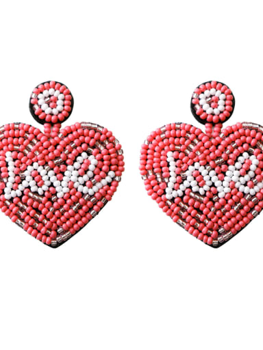 Pink e68874 Tila Bead Multi Color Heart Trend Pure handmade Weave Earring